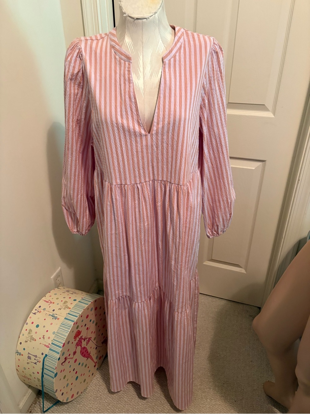 a new day Pink and copper Striped Maxi Dress nwt size L